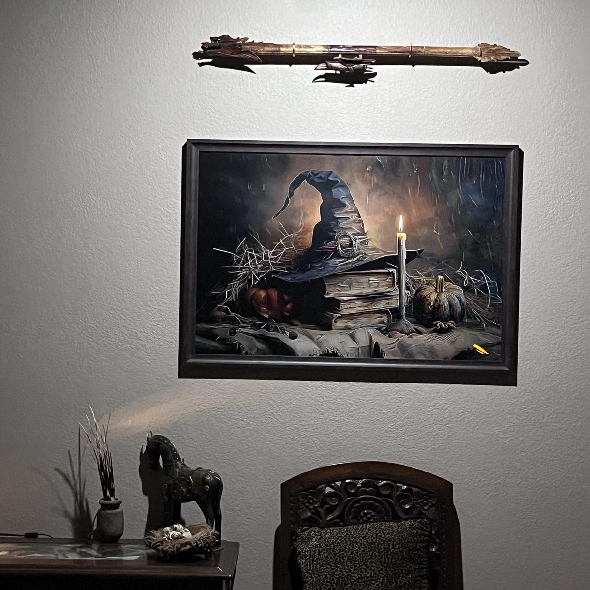 Mystical Witch Hat and Spellbooks Digital Artwork