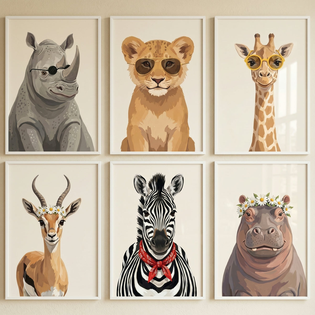 Chic Safari Animals Digital Art Collection