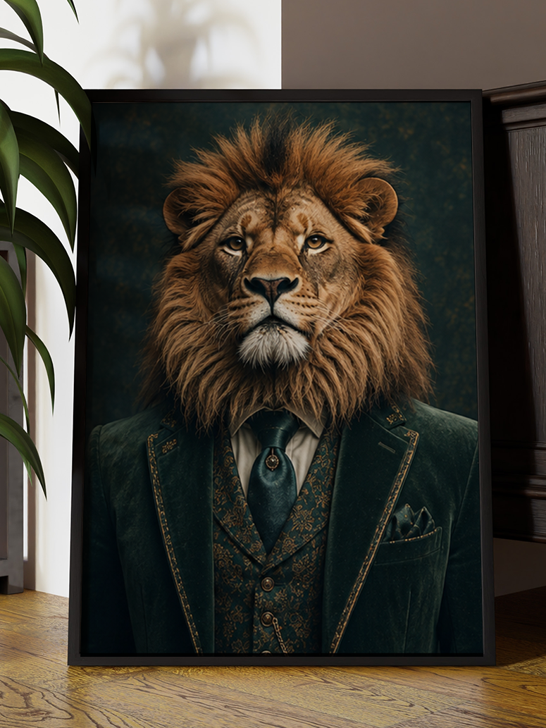 Regal Gentleman Lion Digital Artwork