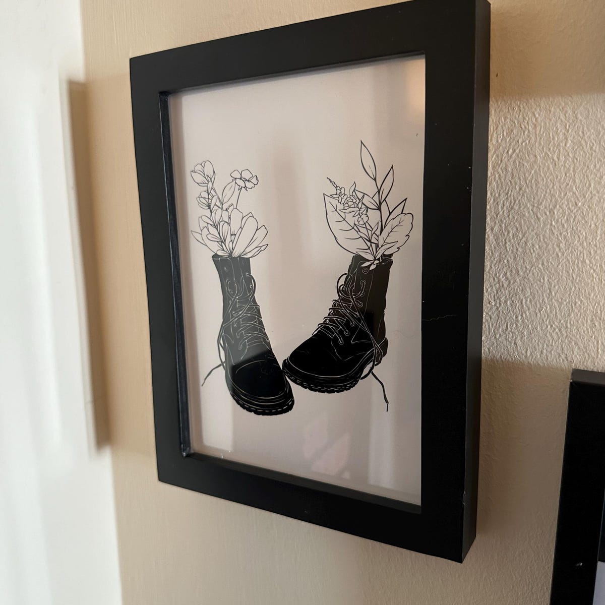 Botanical Combat Boots Line Art Digital Download