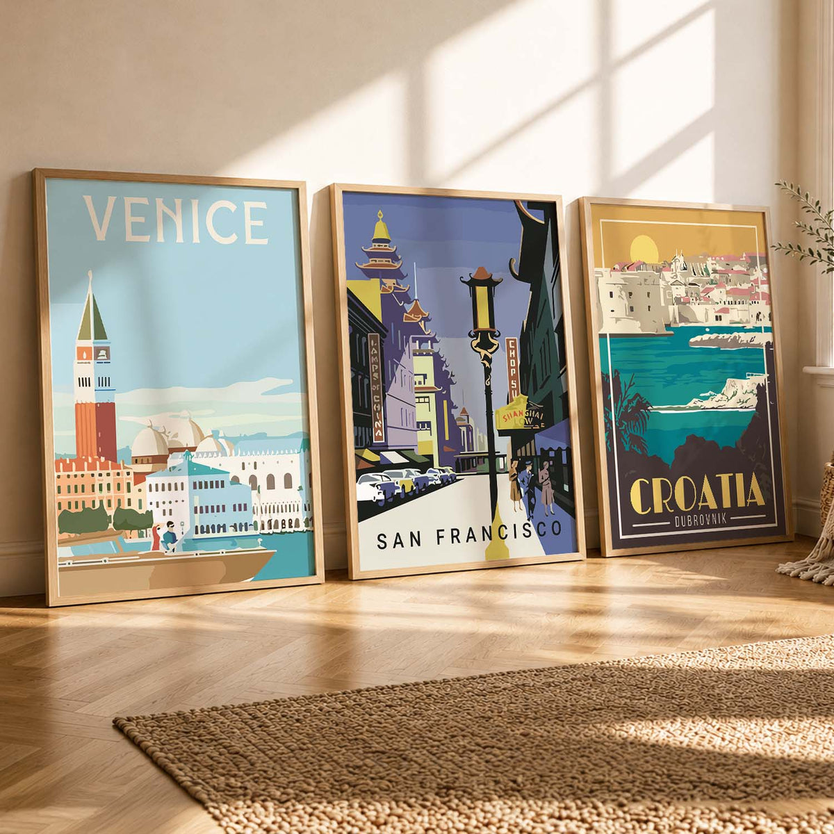 Vintage Travel Poster Trio Digital Collection
