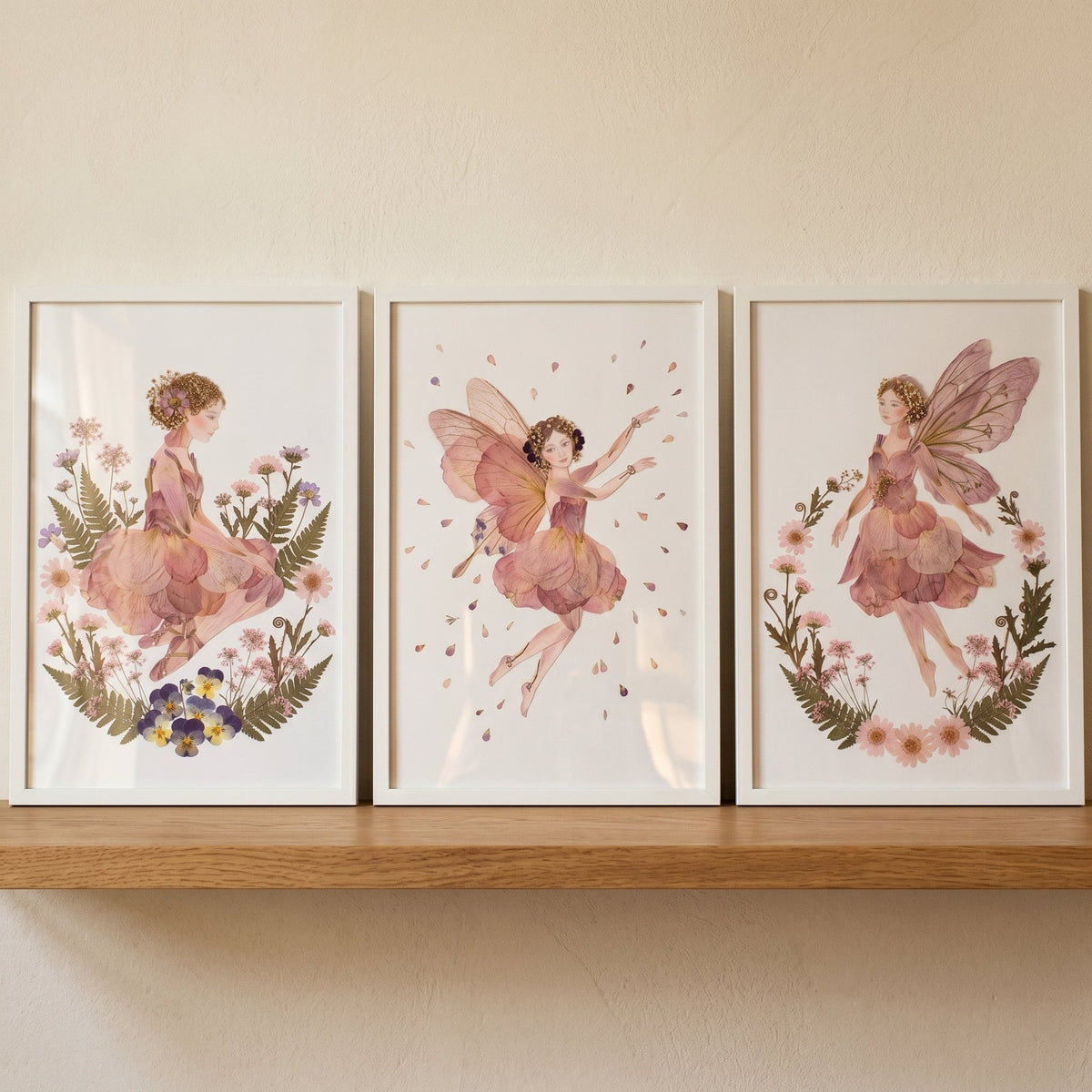 Ethereal Floral Fairies Digital Triptych