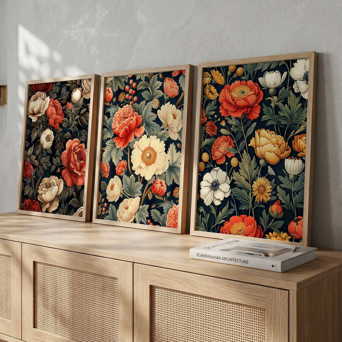 Midnight Floral Triptych