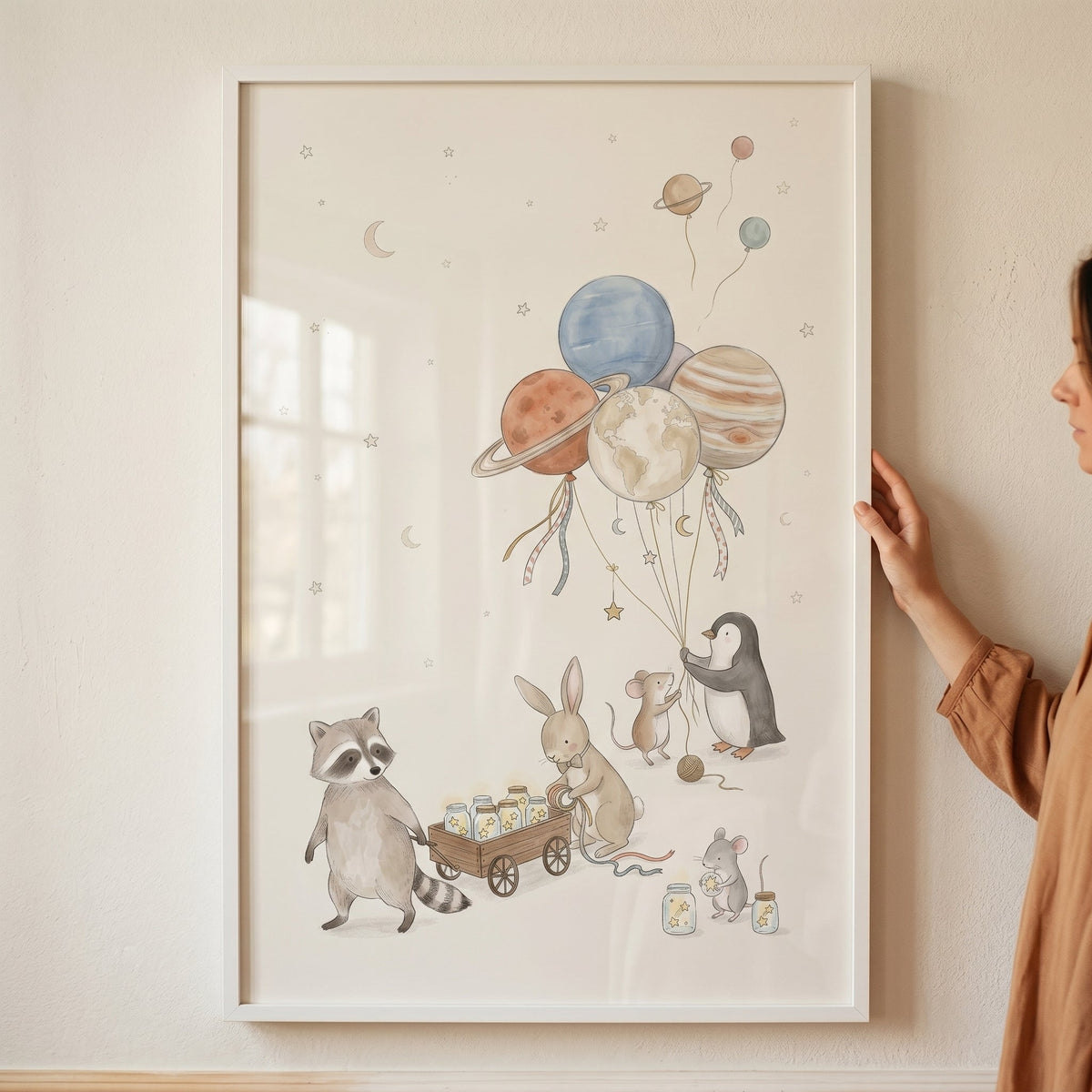 Celestial Animals Watercolor Digital Artwork