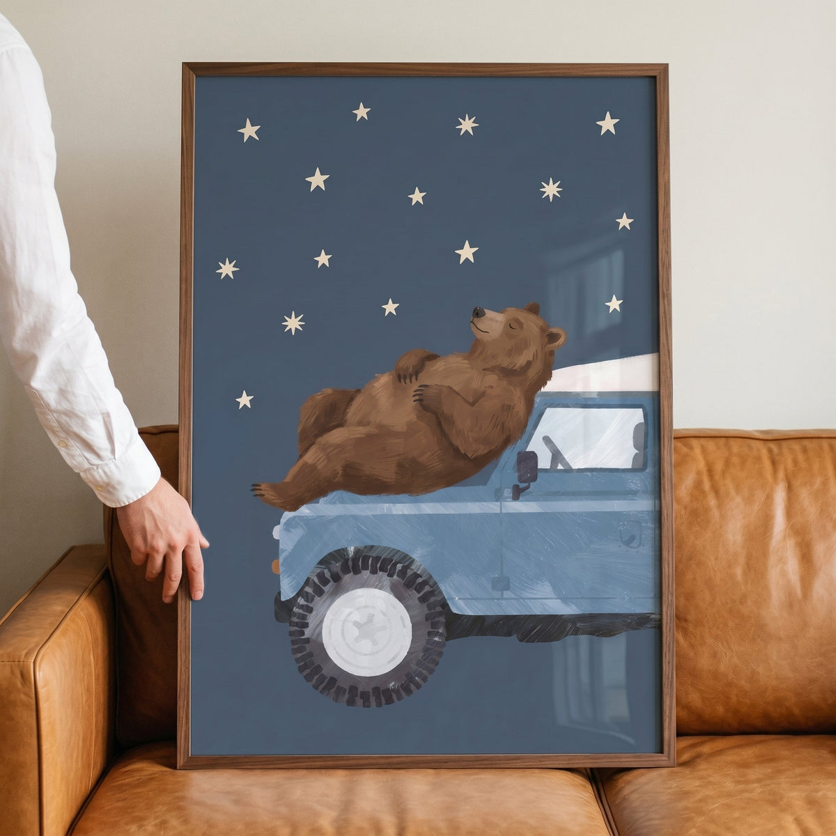 Sleepy Bear Stargazing Digital Artwork