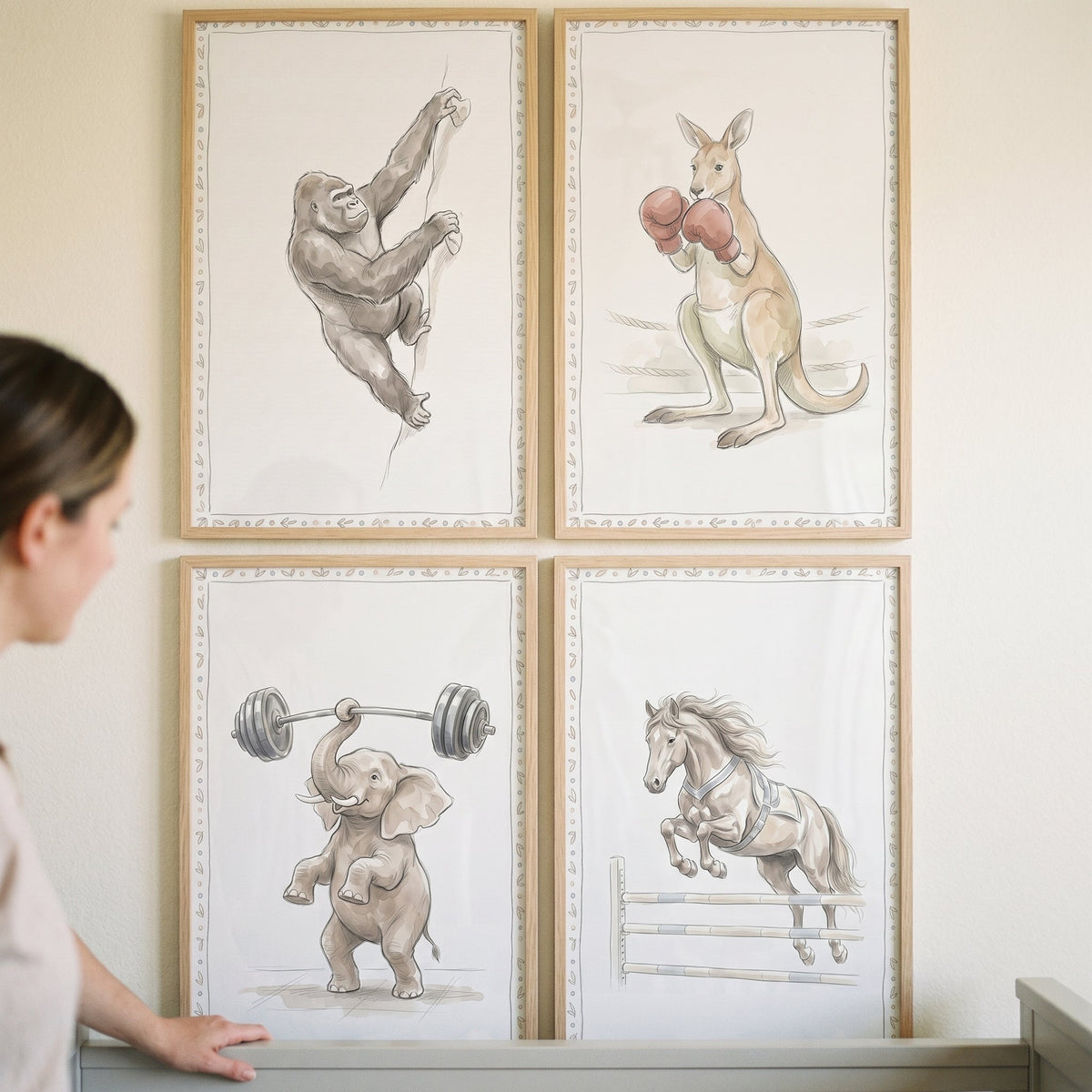 Athletic Animals Nursery Digital Art Set