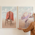 Western Cowboy Hat and Jacket Digital Art Pair