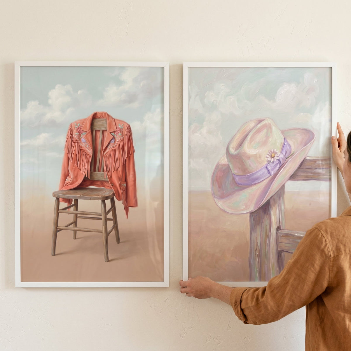 Western Cowboy Hat and Jacket Digital Art Pair