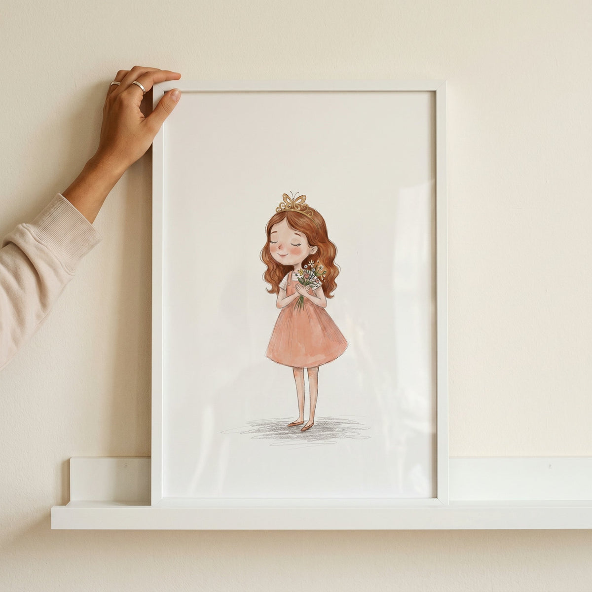 Little Princess with Flowers Digital Art Print