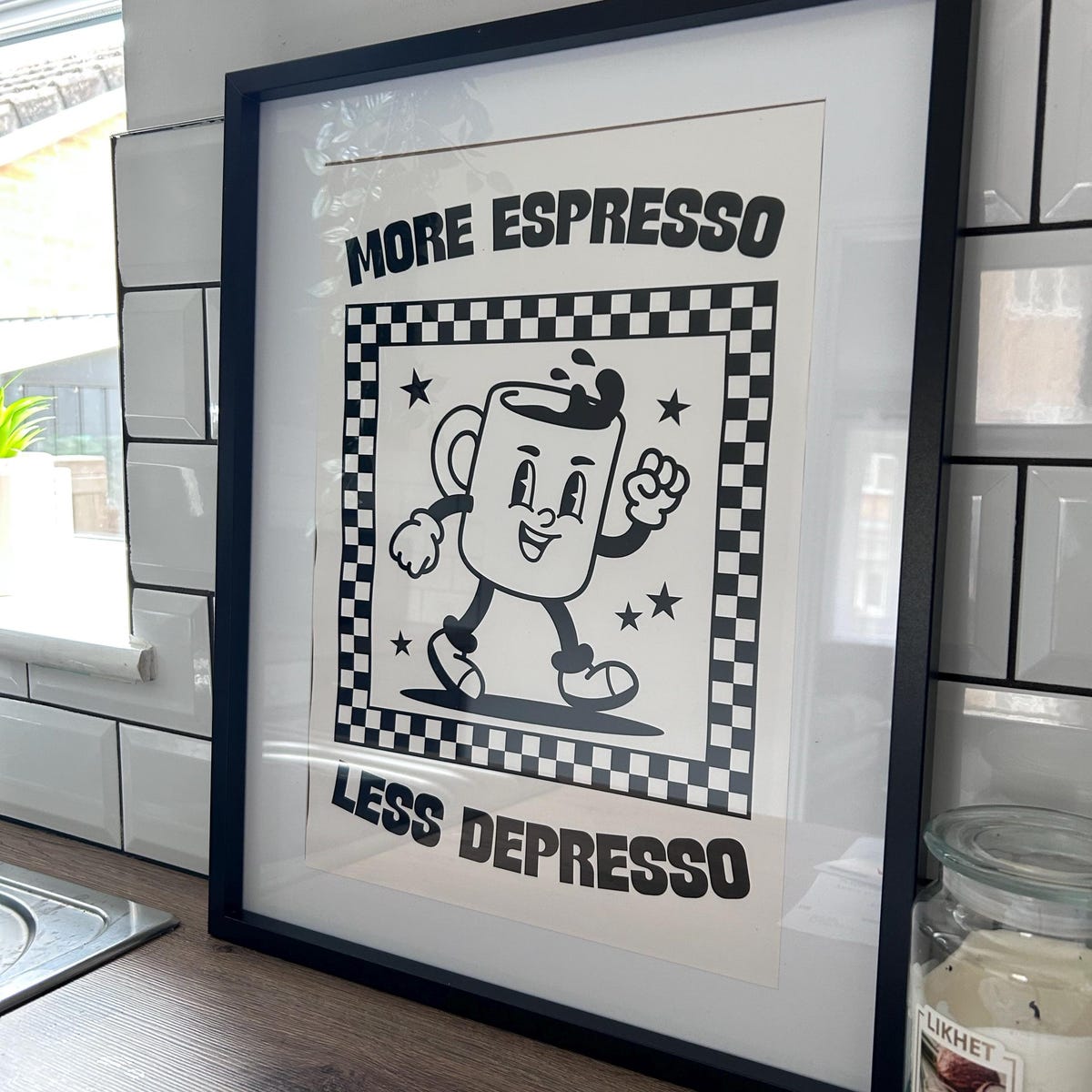 More Espresso Less Depresso Retro Coffee Digital Art Print