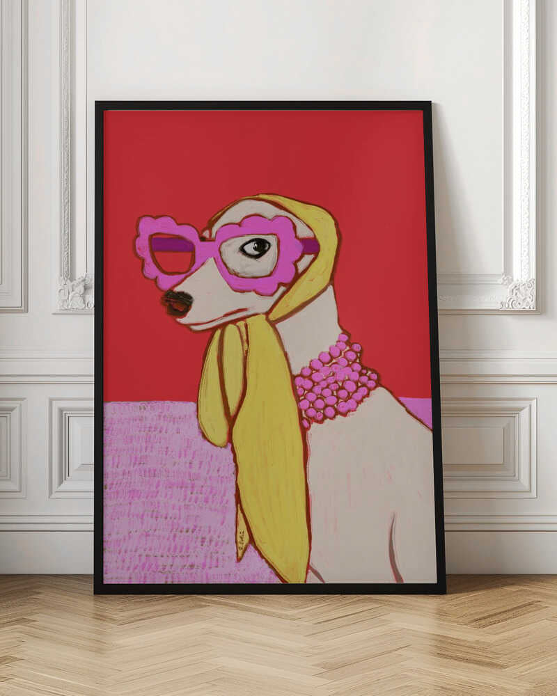 Chic Dog in Pink Glasses Digital Art