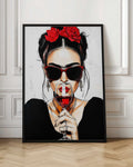 Chic Frida with Red Wine Digital Art