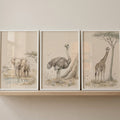 Safari Animals Digital Art Trio