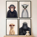 Quirky Dressed Animals Digital Art Quad Set