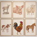 Rustic Farmhouse Animal Wall Art Set