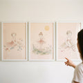 Watercolor Ballerina Girls Triptych Digital Art
