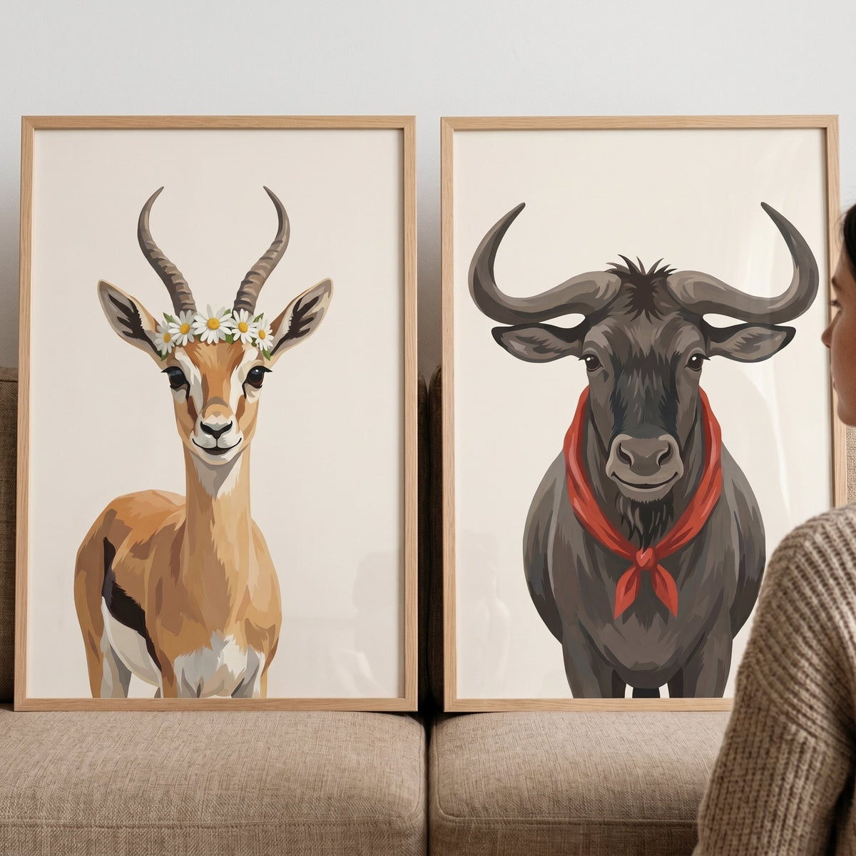 Chic Safari Animals Digital Art Duo Set