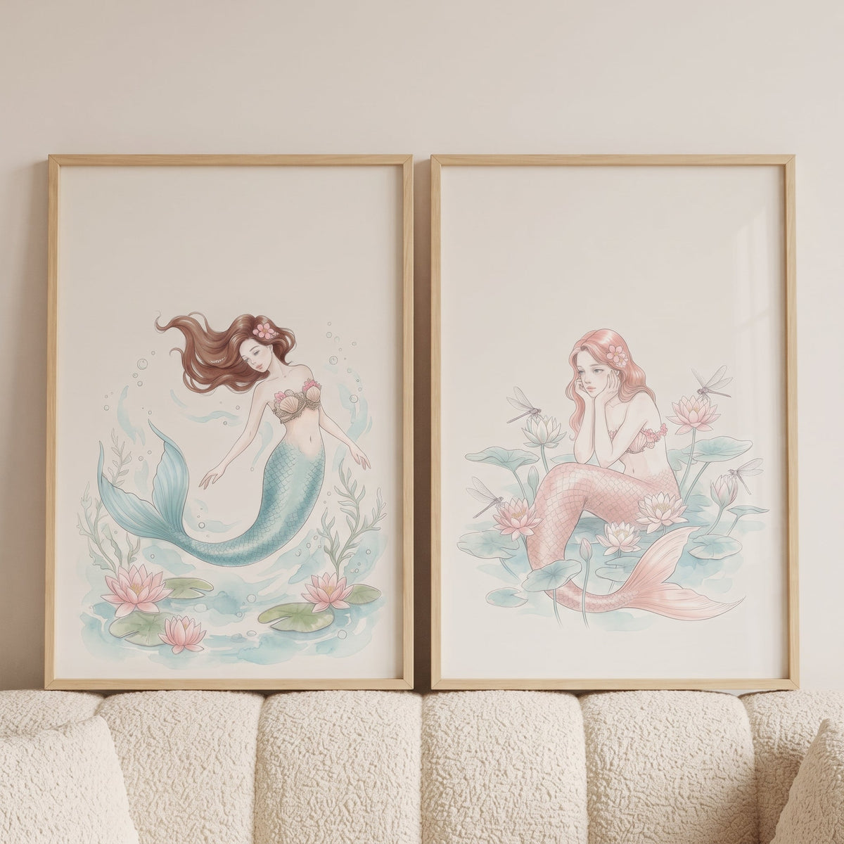Enchanting Mermaid Duo Digital Art Prints