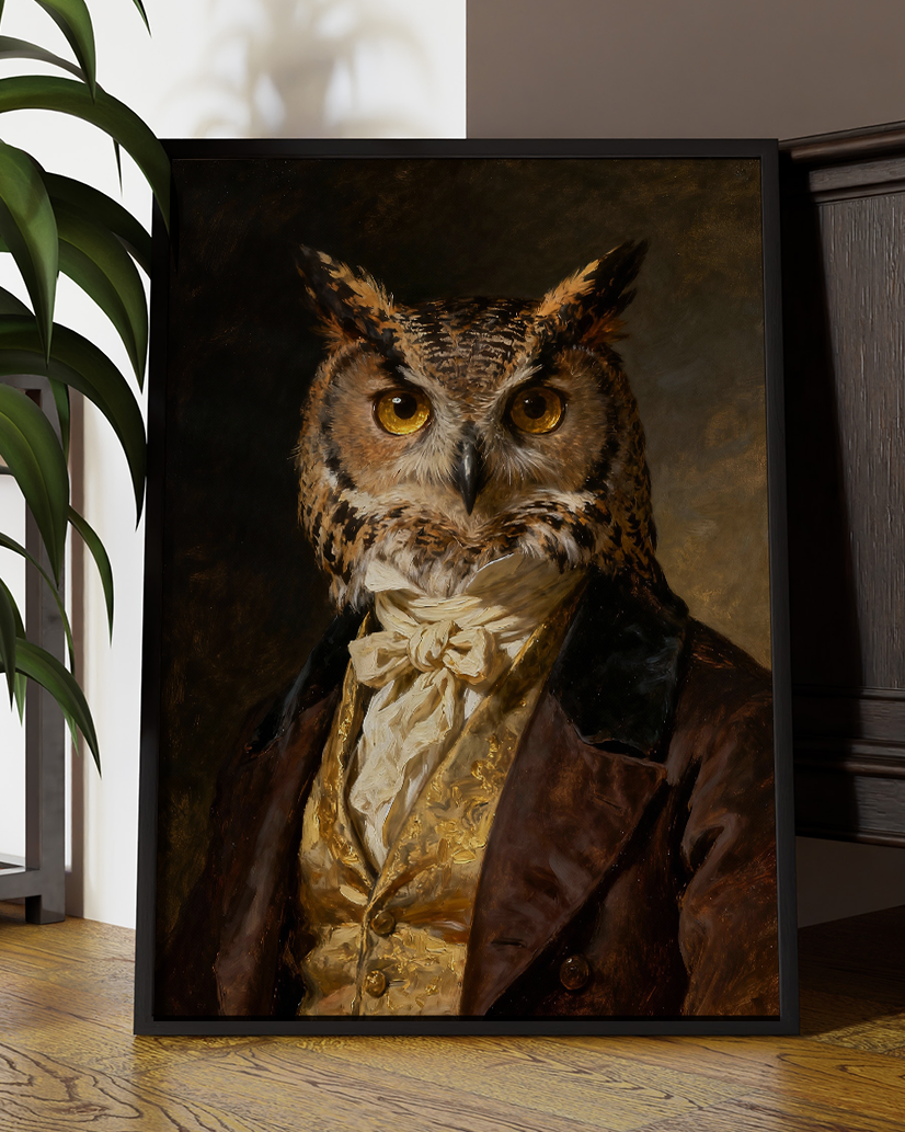 Regal Gentleman Owl High-Resolution Digital Art