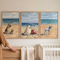Dogs at the Beach Digital Art Triptych