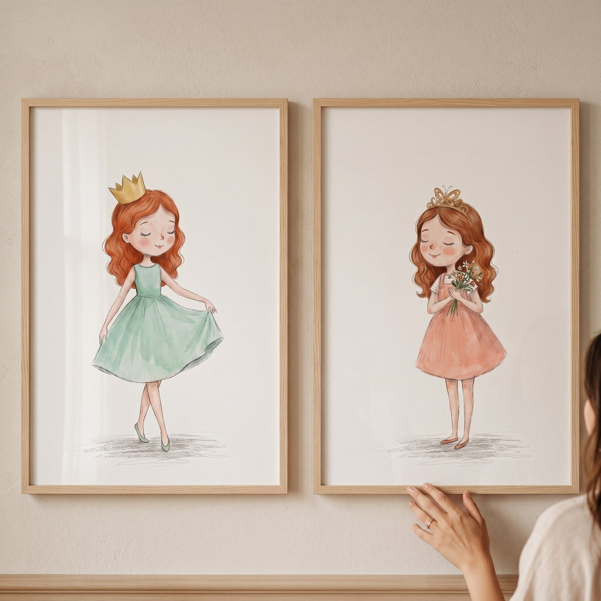 Charming Princess Girls Watercolor Digital Art Set