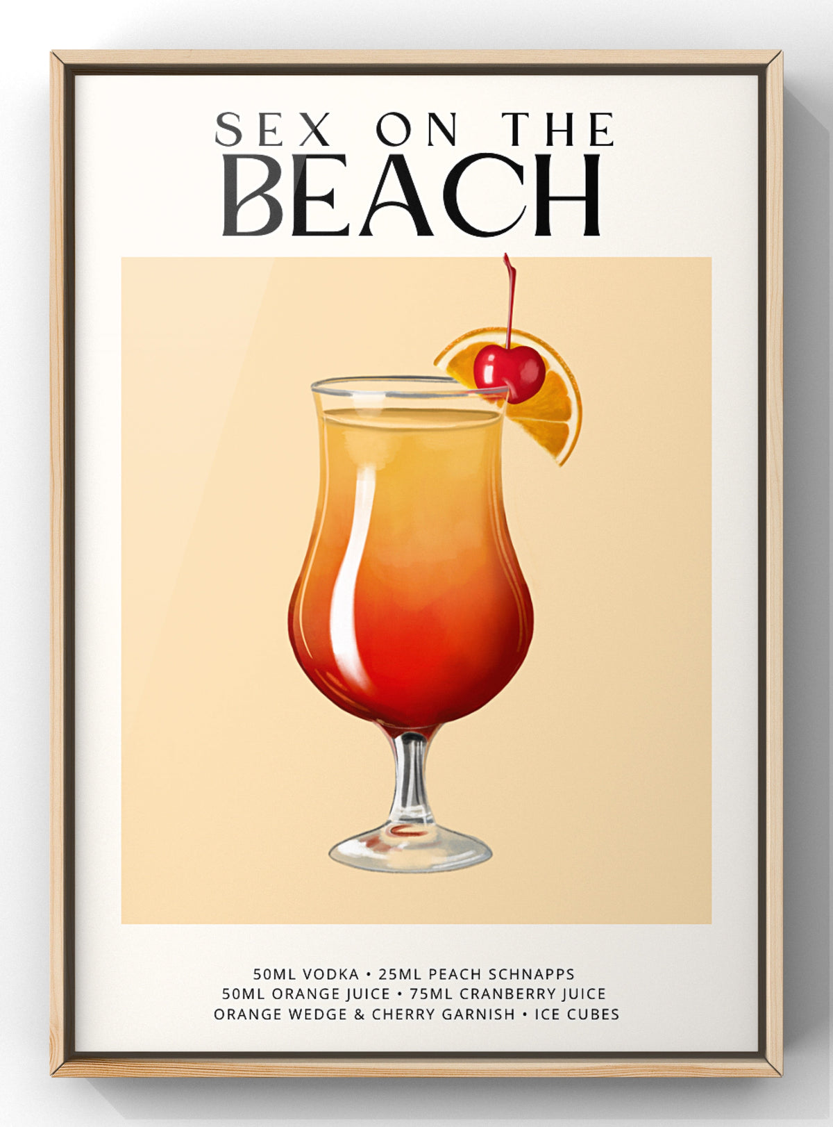 Sex on the Beach Cocktail Recipe Art Print