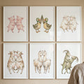 Charming Dancing Farm Animals Watercolor Collection