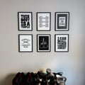 Gym Motivation Black and White Wall Art Gallery Wall Set of 6