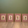 Vintage Sports Teddy Bears Digital Art Set of 4