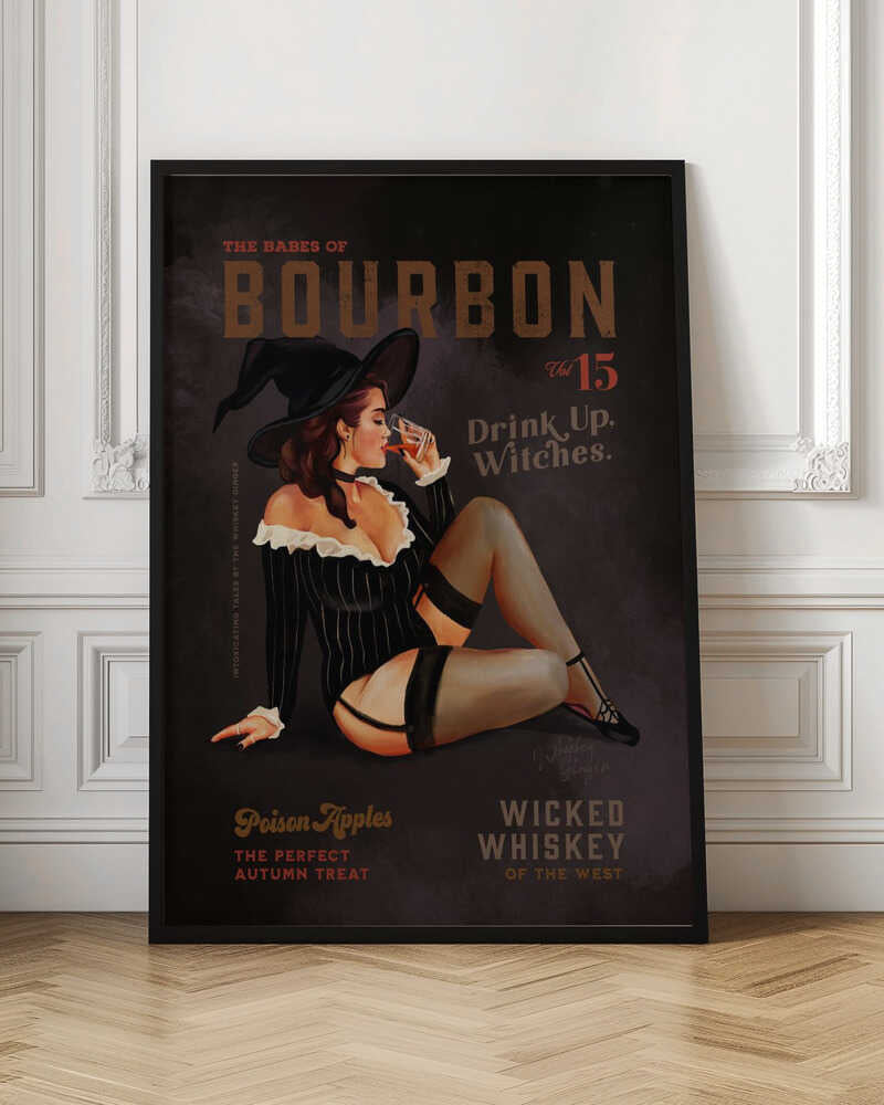 Drink Up Witches Bourbon Vintage Pin-Up Digital Art