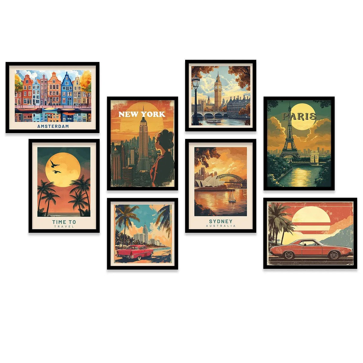 Vintage Travel Poster Wall Art Gallery Wall Bundle