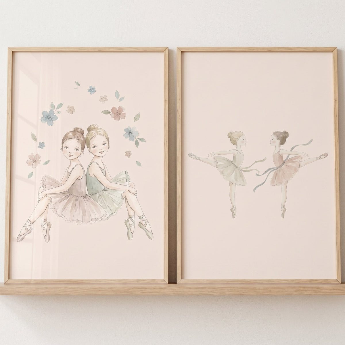 Watercolor Ballerina Girls Digital Art Set