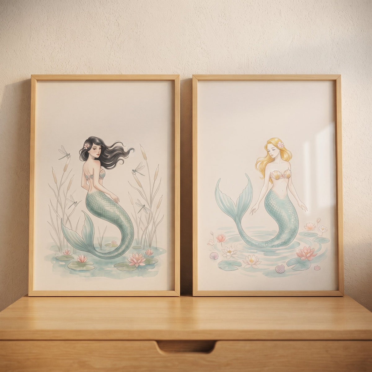 Enchanting Mermaids Watercolor Digital Art Set