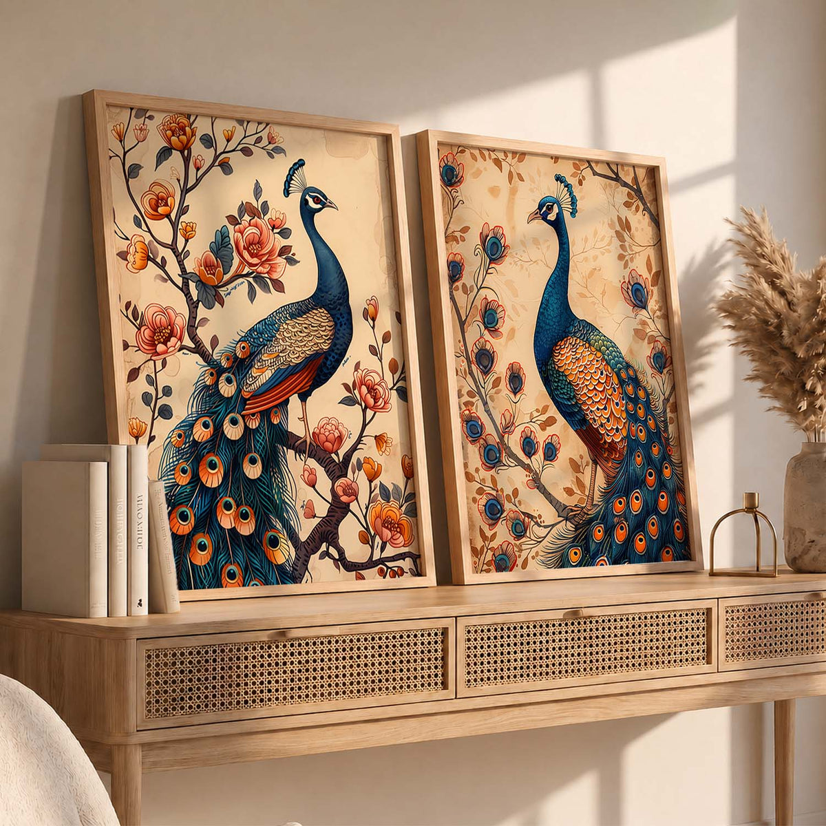 Charming Peacock Pair Digital Art Prints