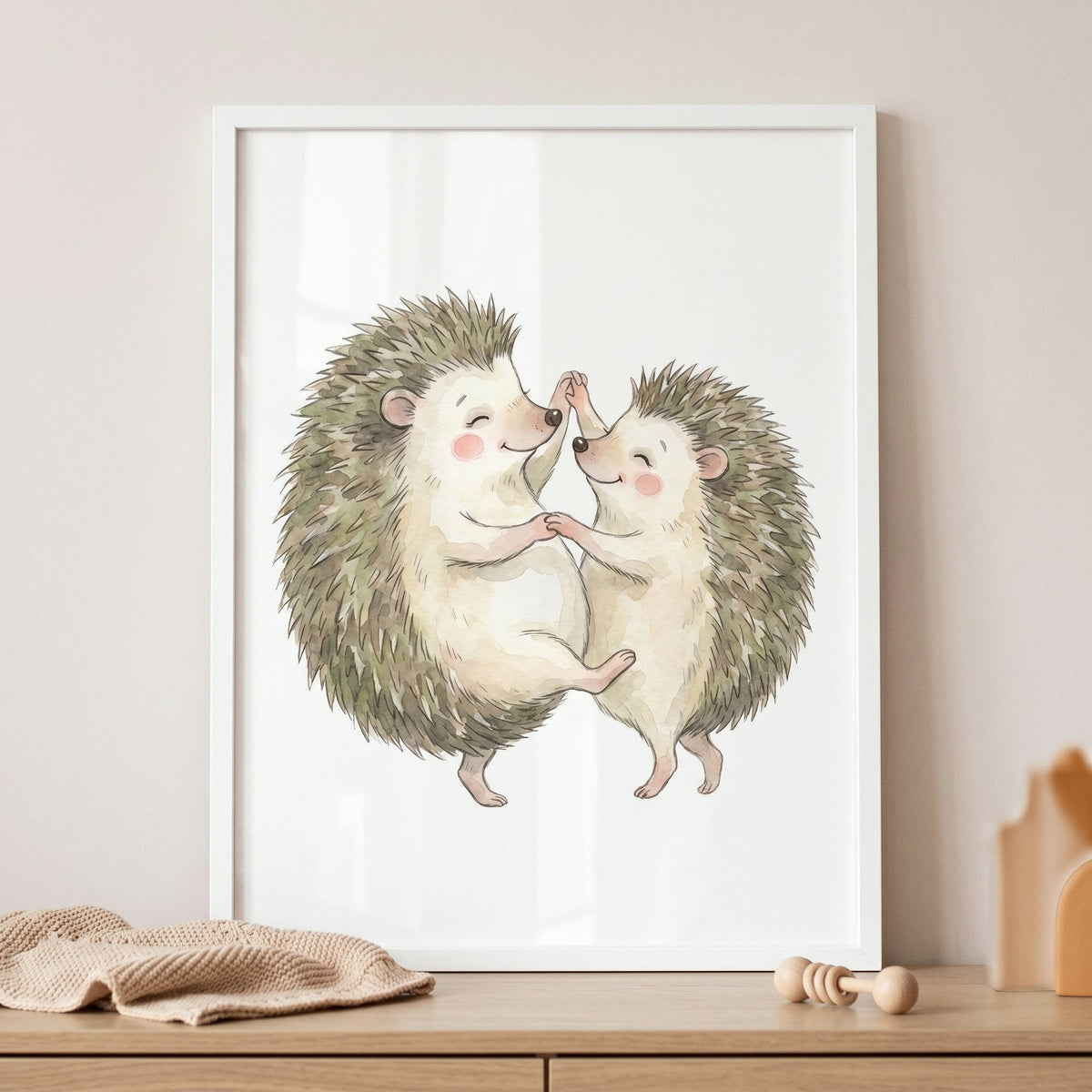 Dancing Hedgehogs Watercolor Digital Art