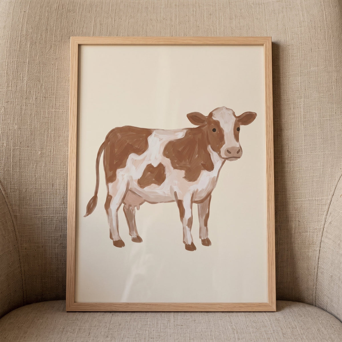 Charming Brown Cow Digital Artwork