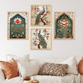 Mughal Floral and Peacock Digital Wall Art Gallery Set