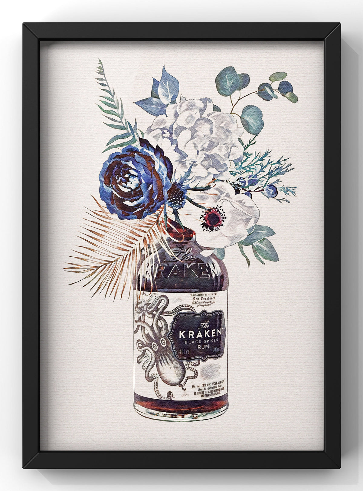 Kraken Rum Botanical Floral Bouquet Digital Art