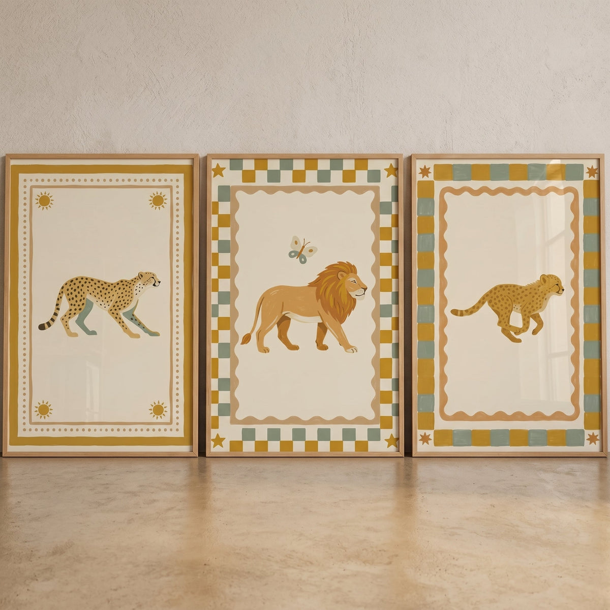 Safari Animals Kids Room Digital Art Set of 3