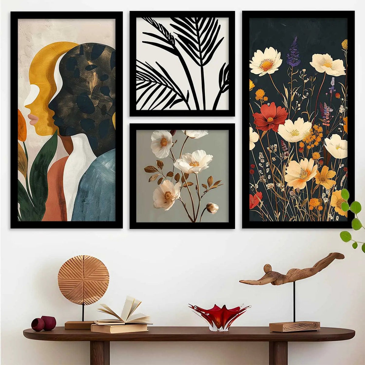 Modern Botanical and Abstract Gallery Wall Digital Art Set