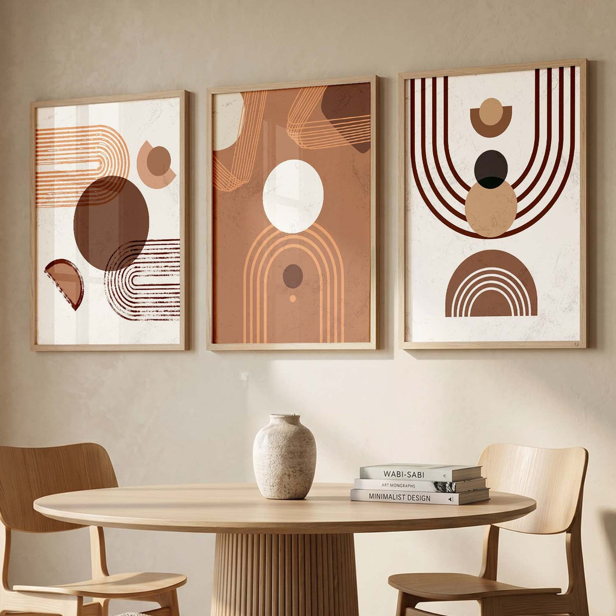 Abstract Boho Triptych Digital Wall Art