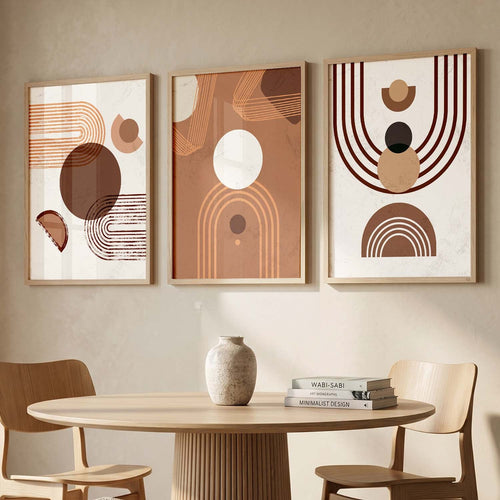 Abstract Boho Triptych Digital Wall Art