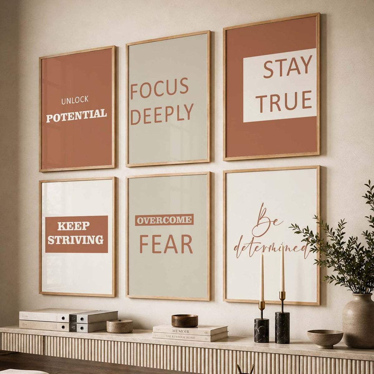 Minimalist Motivational Quote Gallery Wall Set of 6