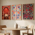 Bohemian Elephant and Floral Mosaic Triptych