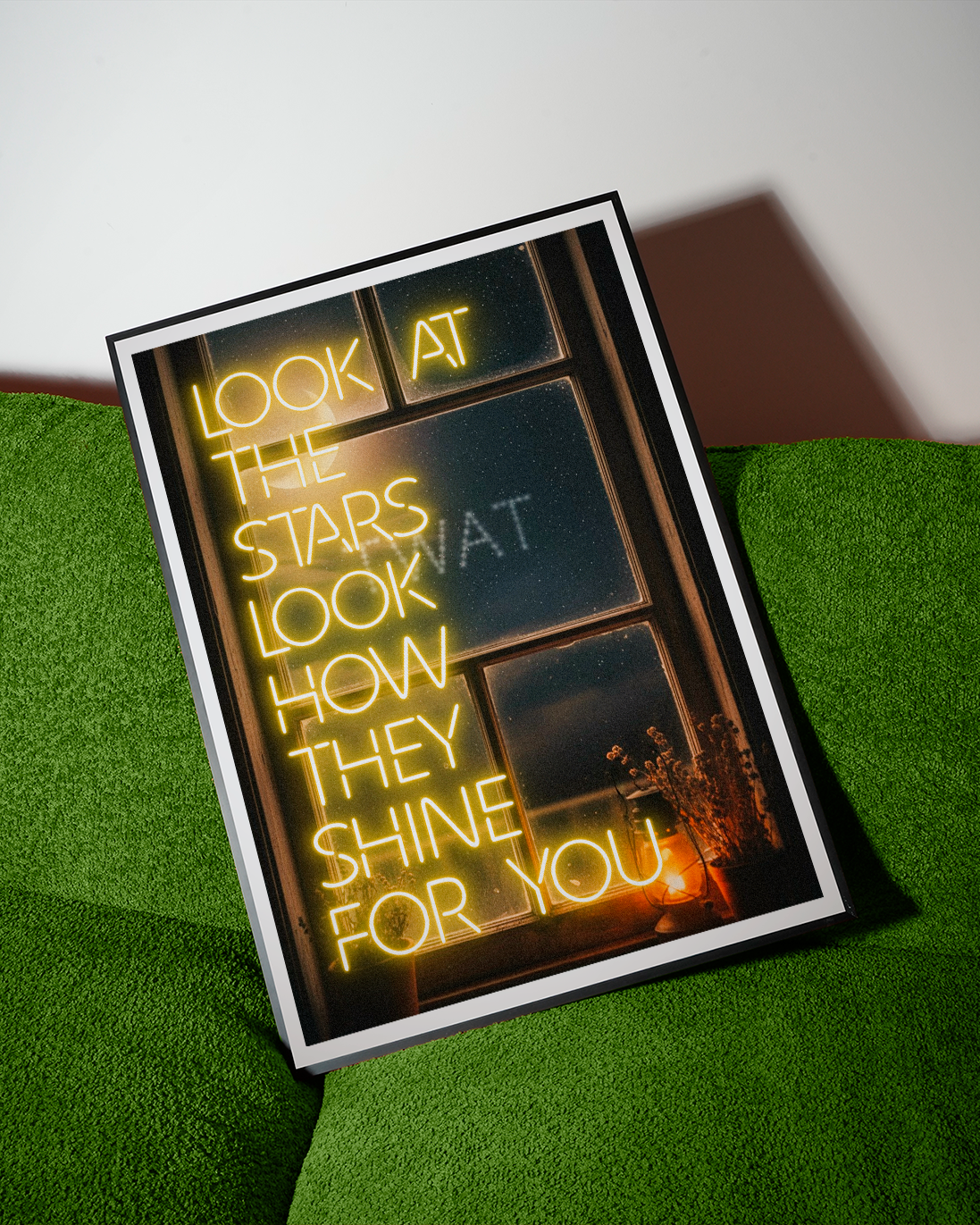 Look at the Stars Yellow Neon Quote Digital Art
