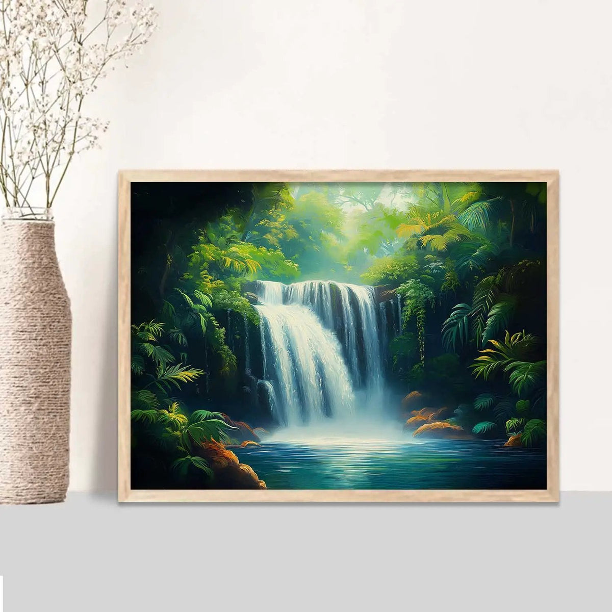Mystical Jungle Waterfall Digital Art