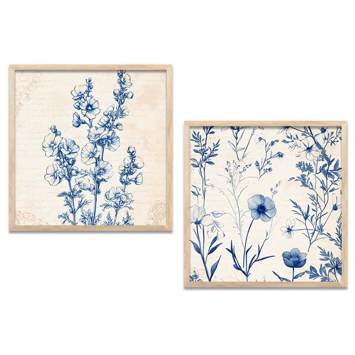 Blue Botanical Sketches Digital Art Set