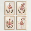 Floral Ballerina and Fairy Digital Art Print Set