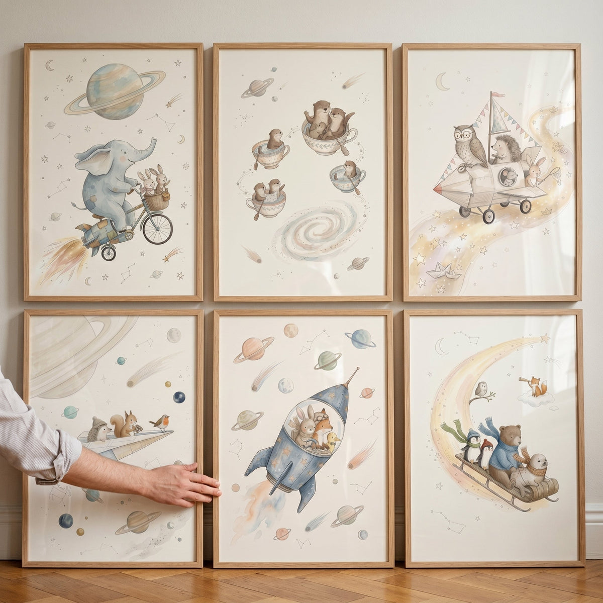Cosmic Animal Adventures Digital Wall Art Set