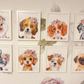 Watercolor Floral Puppies Digital Art Collection